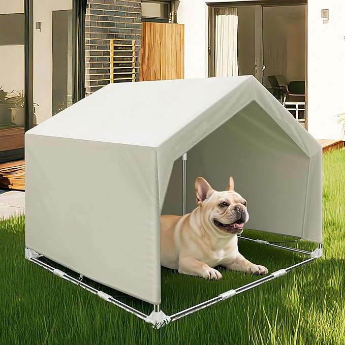 Outdoor Large Pet Shade Shelter Tent - Stainless Steel Frame with Ground Stakes for Stability, Spacious Sun Canopy for Dogs, Cats & Other Pets