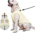 Fleece Lining Dog Hoodie with Harness Built in,Extra Warm Large Dog Jacket in Winter Doggie Coats with Hooded,Light Yellow XXL