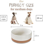 Mora Ceramic Pet Bowl Size Medium - Food/Water Dish for Large Puppies, Cats, Retrievers, Medium Sized Dogs, ect. 28oz or 4 Cups - Basic Bowls for Your Dog or Cat, Mix and Match for a Set - Vanilla