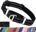 Martingale Collar for Dogs - Reflective Nylon, No Slip Choke Heavy Duty Collar with Quick Release Buckle- Safe Fit for Training & Walking Black S