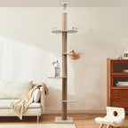 Floor to Ceiling Cat Tree Height 100-104inch, Adjustable Cat Tower 4 Tier Hemp Scratching Post with 4.5'' Thickened Post, Cat Climbing Tower with Cozy Hammock, Platforms Indoor Cats (Type A)