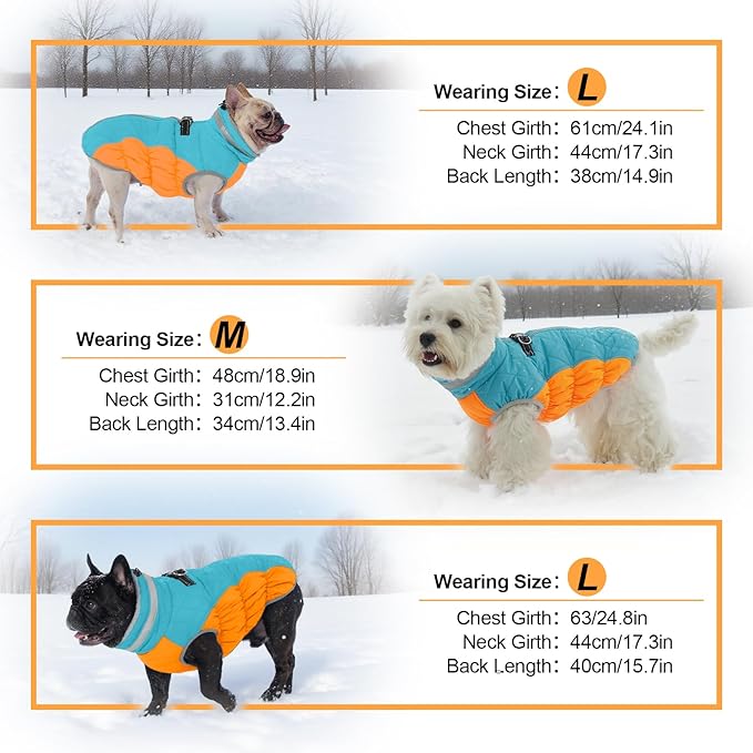Warm Dog Coats for Small Dogs, Puppy Jacket, Waterproof Dog Jacket with Harness Built in, Zipper Clousure, Fleece Lining for Cold Weather, Small Puppy Clothes for Chihuahua, Maltese - XS