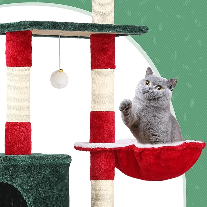 Magshion 54" Cat Tree for Indoor Cats, Sturdy Cat Tower for Cats 20 lbs+, Multi-Level Climbing Tower with Scratching Posts, Ladder, Condo, Top Perch and Hanging Toy