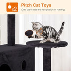 Cat Tree 69.3 inches Cat Tower for Indoor Cats Cat House with Replaceable and Removable Dangling Ball Cat Trees and Towers with Funny Toys, ASHY