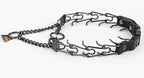 Herm Sprenger Quick Release Dog Training Collar Black Stainless Steel No Pull Collar Easy Leather Buckle Release Unique Tactical Look for Small Dogs (12-19" Neck 2.25mm Links)