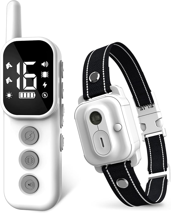 Dog Training Collar with Remote Control, 3300FT and 4 Training Modes Beep,Vibration,Safe Shock,LED Night Light,IPX7 Waterproof Rechargeable E-Collar for All Breeds (8-150 lbs)