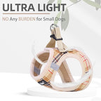 PUPTECK Dog Harness and Leash Set for Small Medium Dogs No Pull Step-in Soft Mesh Puppy Cat Vest Harnesses Reflective at Night, Plaid Pattern Beige L