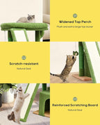 Small Cactus Cat Tree for Indoor Cats, Green Cat Tower with Scratching Post & Board, Unique Cactus Cat House with Perch for Kittens, Stable Condo and Stand (Green)