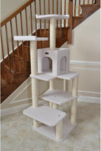 Maykoosh Cat Tree Tower 68" Six Levels Condo & Perches - Ivory