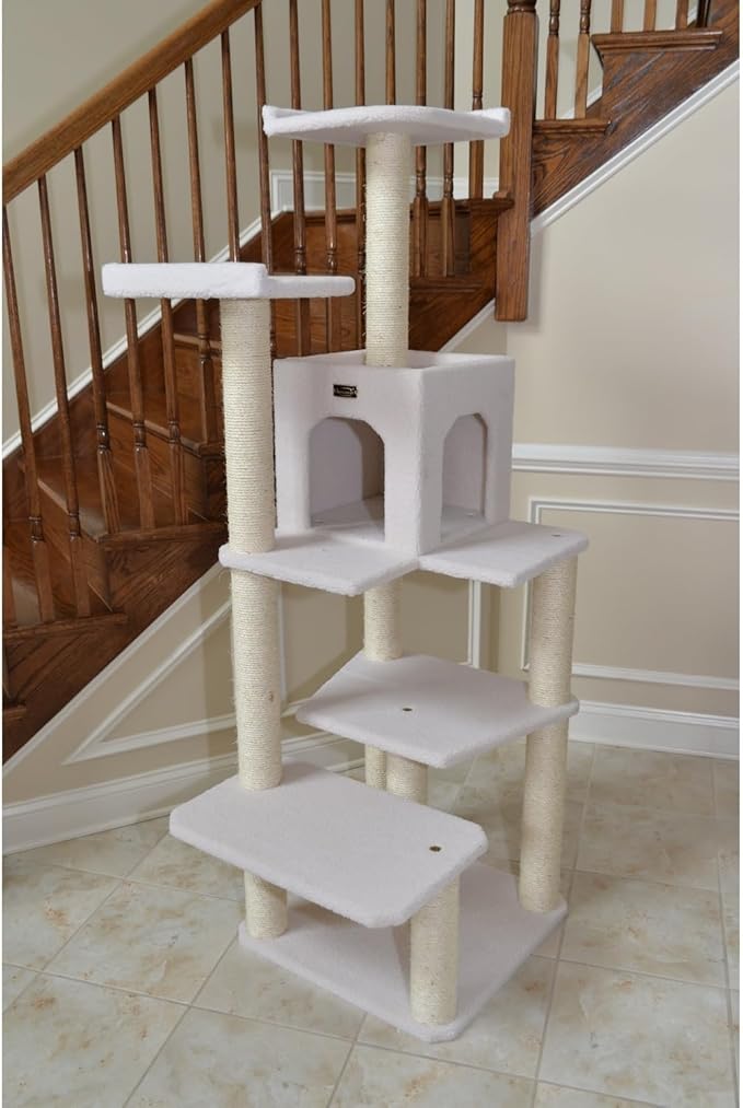 Maykoosh Cat Tree Tower 68" Six Levels Condo & Perches - Ivory