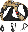 NESTROAD No Pull Dog Harness,Adjustable Oxford Dog Vest Harness with Leash,Reflective No-Choke Pet Harness with Easy Control Soft Handle for Large Dogs(Large,Light Brown)