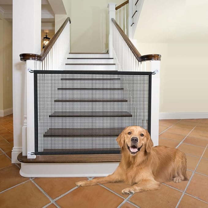 2-Pack Dog Gate for Stairs Pet Gates for The House: Dogs Screen Mesh Gate for Doorways Stairways Indoor Safety 29 inches Tall, 38 inch Wide