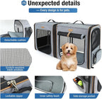 Lekereise Extra Large Cat Carrier for 2 Cats, 2-in-1 Cat Travel Carrier with Litter Box, (20.85" x2) x19.7"x19.7" Pet Carrier with Zipper Locks for Moving Across The Country (No Hammock) - Grey