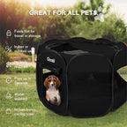 Puppy Playpen Indoor for Small Dogs, Portalble Pet Dog Play Pens Kennel Crate with Top Cover Floor Door Enclosed for Large Cats Animal as Dog Lovers (Black, Medium Size)