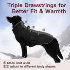 Dog Coat Winter Warm Dog Jackets for Large Dogs Reflective Snowsuit with Harness Fleece Dogs Snow Jacket Waterproof Pet Clothes for Cold Weather