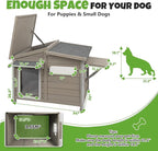 Large Outdoor Wooden Dog House, Weatherproof Dog Houses with Adjustable Vent Windows, Alloy Chew-Resistant Frame, Removable Floor for Medium & Large Dogs, (34" L x 22" W x 25.9" H)