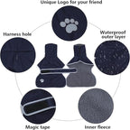Geyecete Dog Winter Coat Greyhound Raincoat Fabric with Lamb Velvet Inside Outdoor Dog Apparel with Adjustable Bands for Medium, Large Dog-Navy-S
