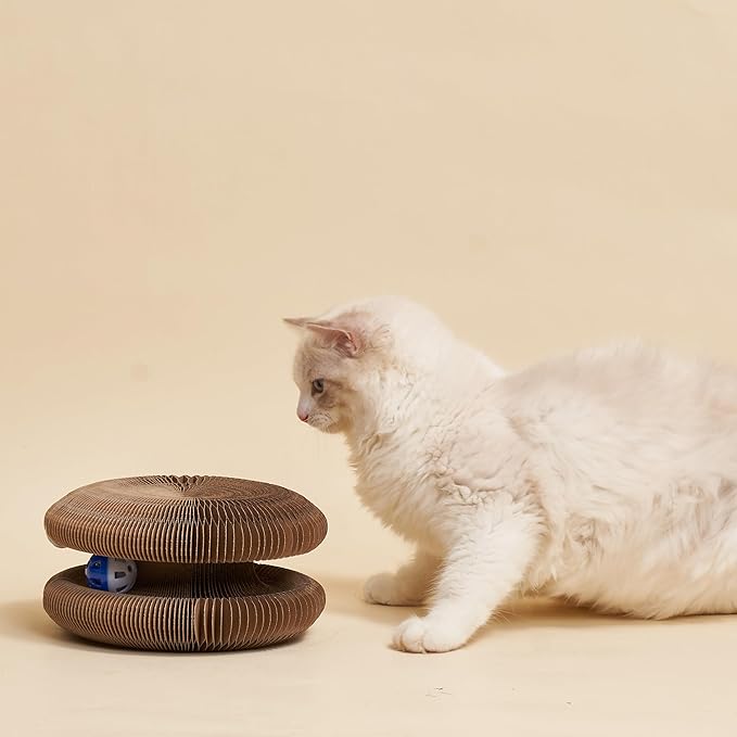 Magic Organ Cat Scratcher Board Cat Ball Adventure The Ultimate Interactive Mental Physical Exercise for Indoor Cats Toy (White and Black, 1PCS)