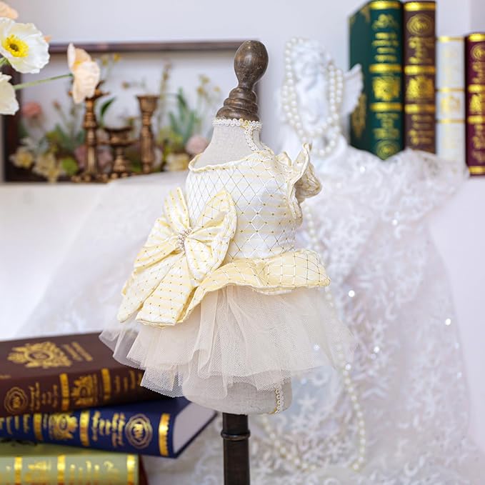 Fashion Sweet Puppy Dog Blingbling Princess Skirt Pet Dog Lace Cake Camisole Tutu Dress G-White-2 XS