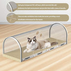 3 Function in 1 Cardboard Cat Scratcher Board, 31.5 in Cat Scratcher House, Cat Scratchers for Indoor Cats, Arched Cats Scratch Pad As Cat Bed, Cat Tunnel for Sleep, Grind Claws (White)