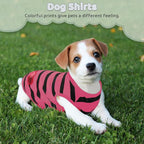 Dog Striped T-Shirts, Dog Vest, Pet Apparel, Tee Shirts, Suitable for Small, Medium, Large Pets, French Bulldog Bichon, Rose M
