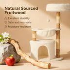 Veehoo Wood Cat Tree, Aesthetic Modern Cat Tree Tower with Scratching Posts, Luxury Cat Condo with Large Hammock and Soft Plush Perch for Indoor Cats