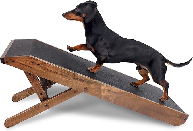 Dog Ramp for Couch, by DoggoRamps – Furniture Quality Solid Hardwood Ramp for Dogs to Get on Couch with Platform Top & Non-Slip Grip – Dog Couch Ramp for Small & Medium Dogs – 100% Made in N America