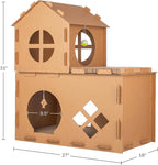 Cat House - Cardboard Cat House with Scratching Pads, Toys, and Catnip - Multi-Level Cat Houses for Indoor Cats, Kittens and Small Animals by PETMAKER