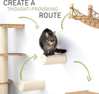 Catastrophic Creations Cat Tree with Hammock Perch – Mounting Wall Cat Shelves w/Canvas Fabric – Bamboo Wood Cat Tree Floating Steps – Lounger & Climber Cat Trees – Modern Cat Furniture