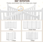 Yaheetech 36" H Extra Tall Freestanding Pet Gate 4-Panel Wooden Dog Fence with 2 Support Feet Folding Dog Gate for Indoor, Stairs, Doorways, Halls, Kitchen Wooden Pet Barrier White, 79.5" L x 36" H