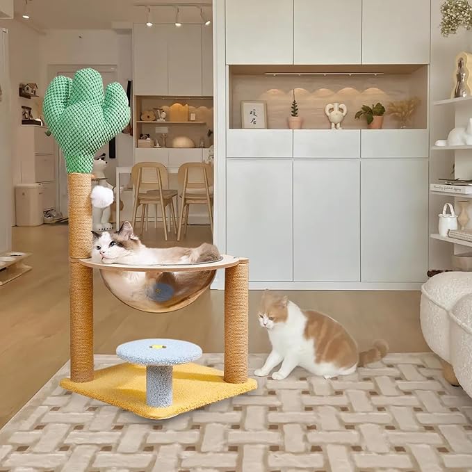 Cat Climbing Tree | Cactus Cat Tree Playhouse,Interactive Cat Tree Playhouse, Removable Cat Climber Stand with Space, Scratching Posts, Balls for Small Large Cats
