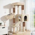 Globlazer Extra Thick Scratching Posts Tower Sturdy 50-inch Corner Cat Tree Tower for Indoor Cats, Cat Tower for Adult Cats with Scratching Board, Kitty Condo, Basket, S50, Beige