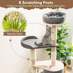 Tangkula 75 Inch Tall Cat Tree for Indoor Cats, Natural Solid Rubber Wood Cat Tower with Sisal Scratching Posts, Top Perch, Detachable Cat Condo, 6-Layer Modern Cat Trees and Towers for Large Cats