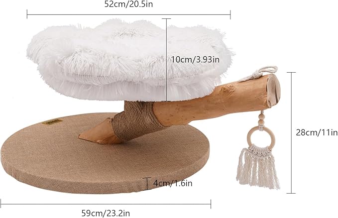 Modern Cat Tree Tower, Wooden Cat Tower, Cat Nest for Large Cats, Unique Handmade Cat Tree with Real Wood Branches, Cat's Nest with Pendant