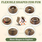 1 Pack Cat Scratcher Toy with Balls Bells, Magic Organ Foldable Cat Scratching Board for Kitten, Interactive Toys for Indoor Adult Cats Exercise Anxiety Relief, Auburn