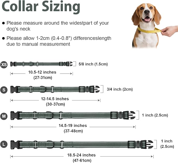 Martingale Collar for Dogs with Quick Release Buckle, Reflective Soft Padded & Escape Proof, Adjustable Nylon Dog Collars for Training & Daily Walking (Grey,S)