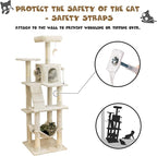 MWPO 63.8 inches Multi-Level Cat Tree for Large Cats with Sisal-Covered Scratching Posts, Padded Platform, Hammock and Condo,Stable Cat Tower Cat Condo Pet Play House-Beige