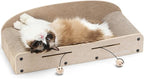 FUKUMARU 26 Inch Cat Scratcher Bed, 2 Reversible Cardboard Cat Scratch Pads Refill for Indoor Cats, Durable Large Cats Scratching Bed Sofa Couch Lounger with Fun Toys, Furniture Protector, Beige