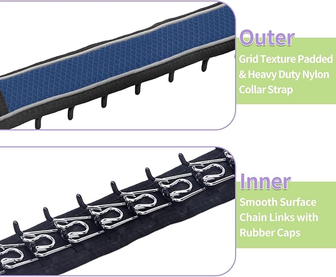 Martingale No Pull Dog Collar for Large Medium Dogs Training Walking, Heavy Duty Nylon Reflective Adjustable Anti Pull Slip Collar with Buckle M Dark Blue