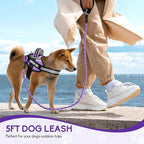 Service Dog Vest Harness and Leash Set, Animire in Training Dog Harness with 10 Dog Patches, Reflective Dog Leash with Soft Padded Handle for Small, Medium, Large, and Extra-Large Dogs (Purple, M)