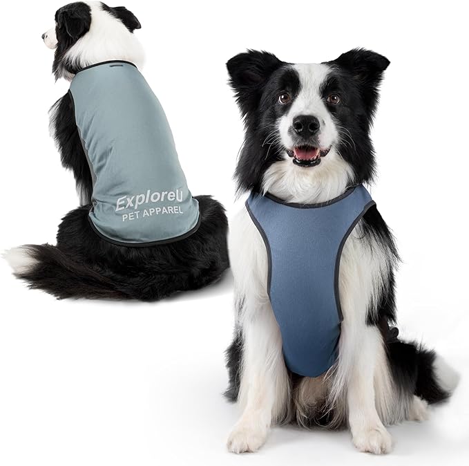 Dog Shirt, Cooling Vest Lightweight Breathable, Dog T-Shirts All-Season Sun Protection Quick Dry Soft Stretchy Reflective Tank Top - Small Medium Large Dogs (Misty Glade+Water Drop, X-Large)