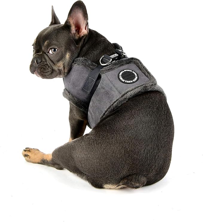 Puppia Terry Vest Dog Harness Step-in Winter Suede Warm No Choke No Pull Training Walking for Small and Medium Dog, Grey, X-Large