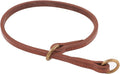 Alvalley Flat Leather Slip Dog Collar - Super Soft Durable Strong Hand Stitched Leather Dog Collar - Suitable for Training & Walking (Tan, 14in Length, 5mm Thickness)