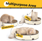 Large Oval Cat Scratcher Bowl, Cardboard Cat Scratching Pad & Lounge Bed, High-Density Reversible Cat Nest for Large Indoor Cats, Furniture Protector with Ergonomic Curve, Gift Catnip Included