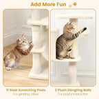 Tangkula 66 Inch Tall Cat Tree, Multi-Level Cat Tower with Sisal Scratching Posts, 2 Condos, Plush Perch, Hammock, Basket, Dangling Toys, Cat Climbing Furniture for Indoor Cats (Beige)