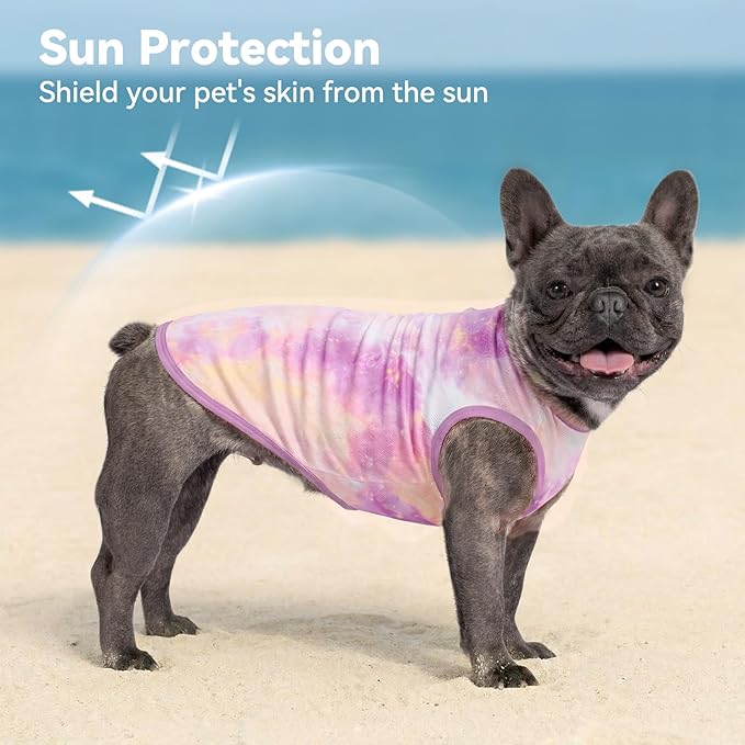 cyeollo 2pack Dog Shirt Cooling Breathable Sleeveless Summer Clothes for Dogs, Intant Cool T Shirts for Medium Large Dogs, Purple 2XL