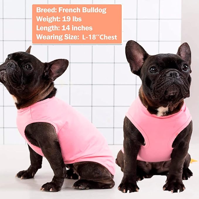 KYEESE 2Pack Dog Shirt, Soft Striped Dogs T Shirts, Lightweight Pet Tank Top, Sleeveless Dog Shirt for Medium Dogs, Stretchy Comfortable Pet Vest, Pink, 2XL