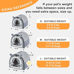 Jiupety Small Dog House Indoor, Dog Cave with Door Curtain Design, Puppy House with Reversible Washable Cushion, M Size Portable Pet Cave for 7-13 lb Cats and 5-11 lb Dogs, Non-Slip Bottom, Grey