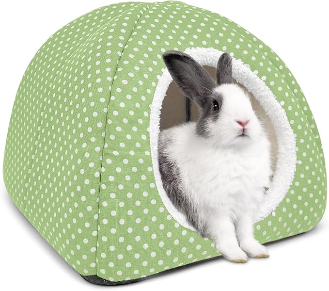 Rabbit Hideout Large Bunny Bed Washable Rabbit House and Hideout Fleece Guinea Pig Hiding Hut for Indoor Bunnies Small Animal Hideaway