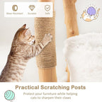 PETSITE 49-inch Cat Tree for Indoor Cats, Cute Solid Wood Modern Multi-Level Cat Tower with Scratching Posts, Top Cattail Basket Cat Bed, Side Perch, Large Platform, and Condo (White)
